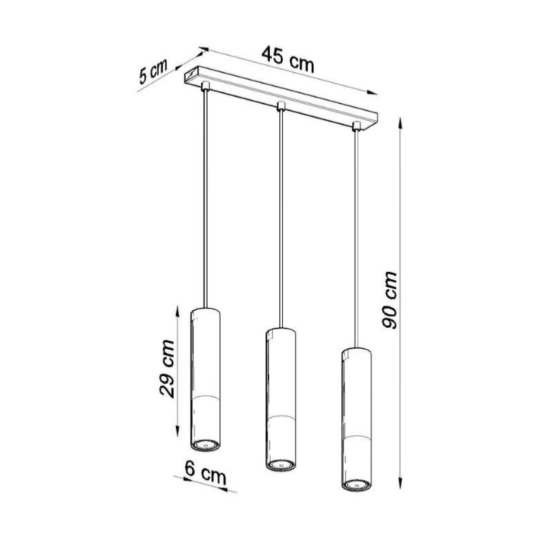 Suspension 3 Lampes Noir Or pour Ampoules GU10