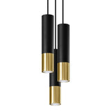 Suspension Design 3 Lampes Noir Or Élégant pour Ampoules GU10