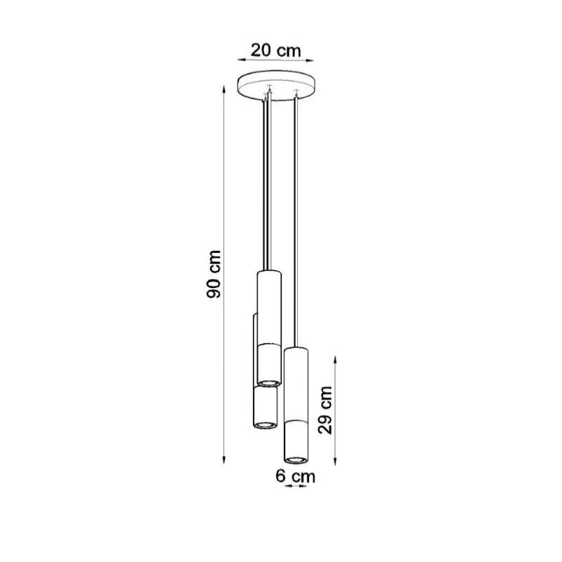 Suspension Design 3 Lampes Noir Or Élégant pour Ampoules GU10