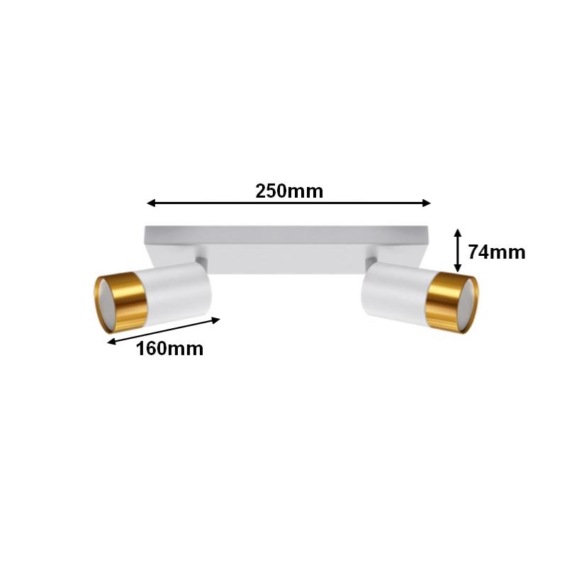 Plafonnier 2 Spots Orientables BLANC et OR pour Ampoule GU10