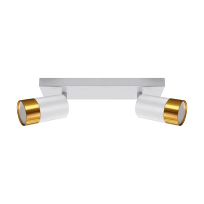 Plafonnier 2 Spots Orientables BLANC et OR pour Ampoule GU10