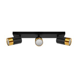 Plafonnier 3 Spots Orientables NOIR et OR pour Ampoule GU10