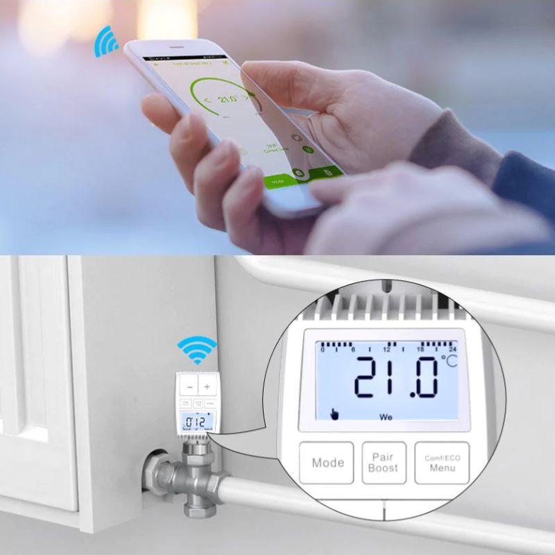 Tête Thermostatique Connectée ZigBee Universelle avec Ecran LCD