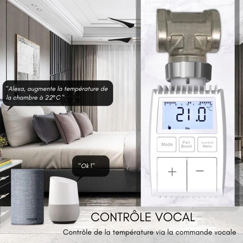 Tête Thermostatique Connectée ZigBee Universelle avec Ecran LCD