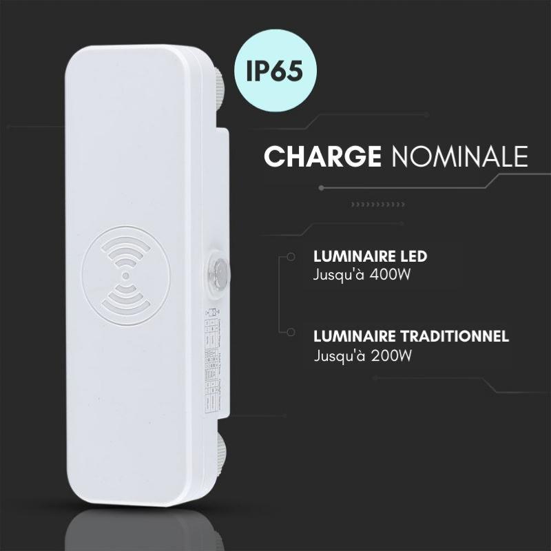 Détecteur de Mouvement Micro Ondes en Saillie IP65 Blanc