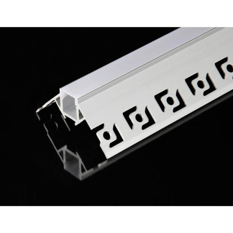 Profilé Aluminium encastré angulaire 2m pour Ruban LED Couvercle Blanc Opaque
