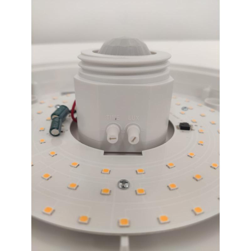Plafonnier LED Rond 18W avec Détecteur de Mouvement Crépusculaire 220V