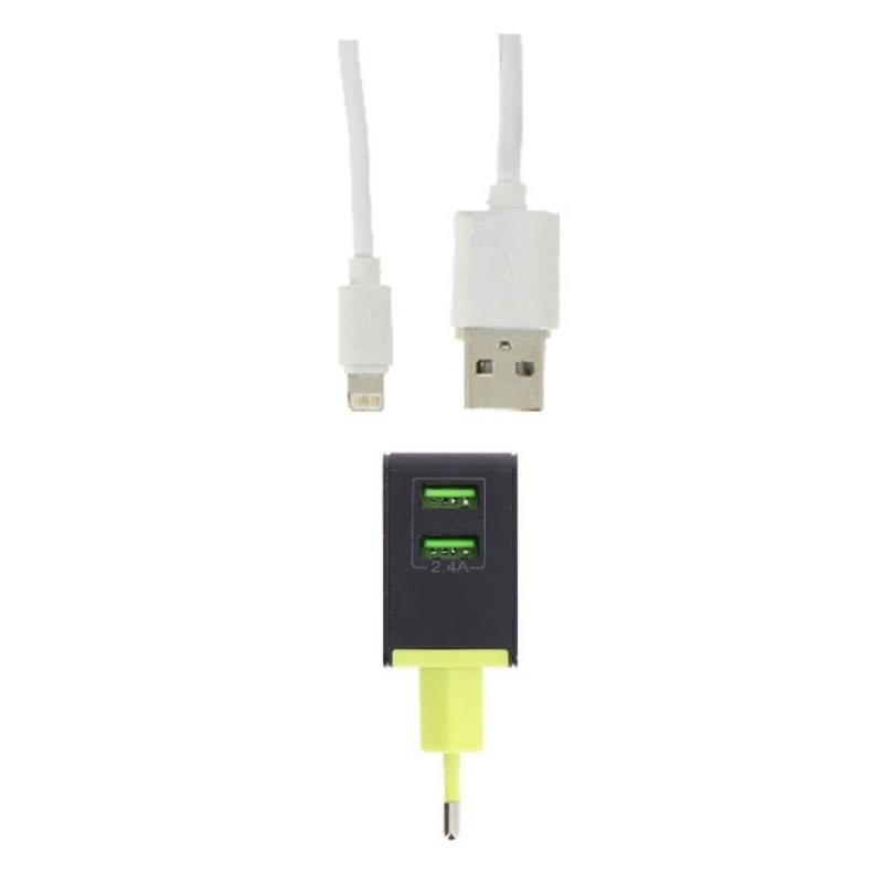 Adaptateur Secteur Universel 2 Ports USB 2.4A + Câble iPhone - Silamp France
