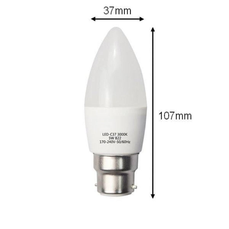 Ampoule LED B22 6W 220V C37 180° (Pack de 10) - Silamp France