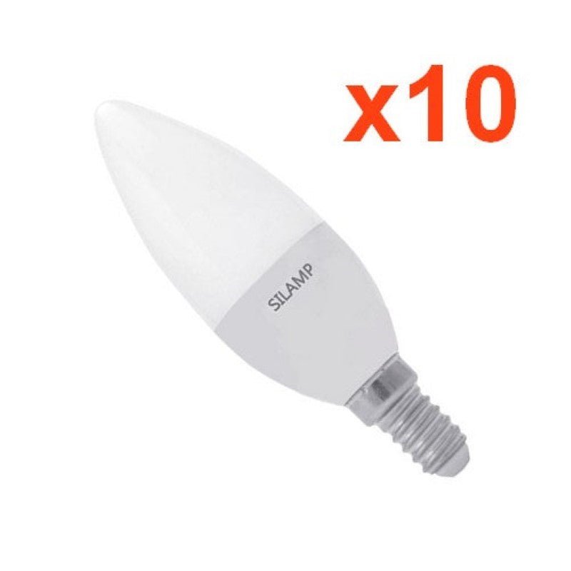 Pack de 10 Ampoules LED Flamme Culot E14 4,5W 400 lumens Blanc Chaud