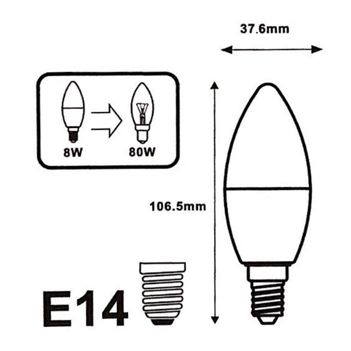 Ampoule LED E14 8W 220V C37 180° (Pack de 5) - Silamp France