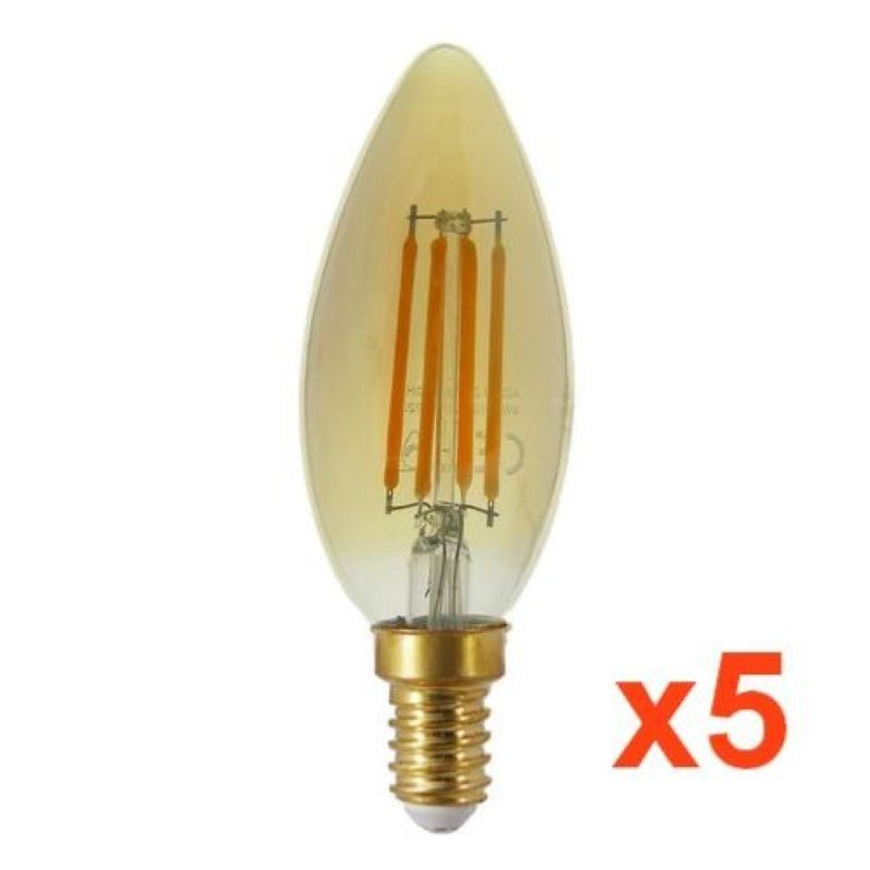 Ampoule LED E14 Filament Dimmable 4W C35 Bougie (Pack de 5) - Silamp France