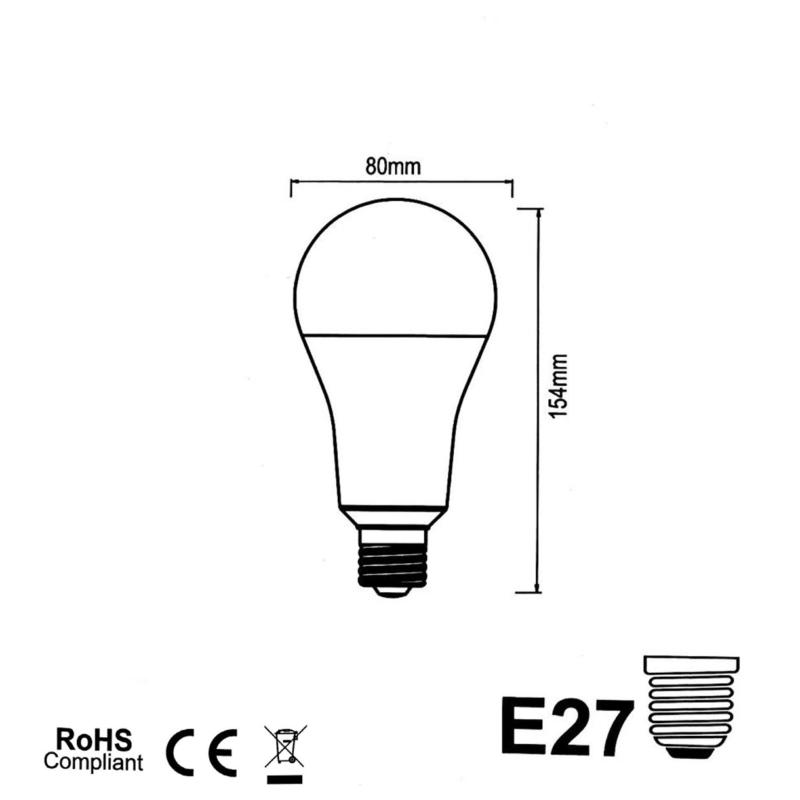 Ampoule LED E27 20W 220V A80 (Pack de 50) - Silamp France