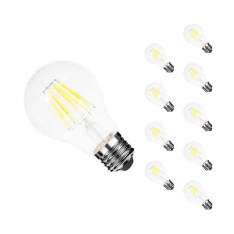 Ampoule LED E27 Filament 6W 220V COB 360° (Pack de 10) - Silamp France