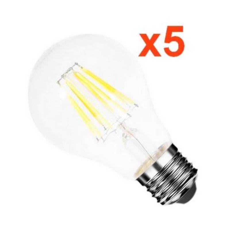 Ampoule LED E27 Filament 6W 220V COB 360° (Pack de 5) - Silamp France