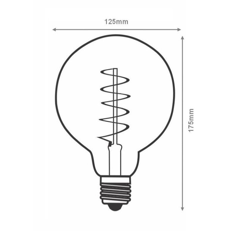 Ampoule LED E27 Filament Dimmable 6W G125 Globe - Torsadé - Silamp France