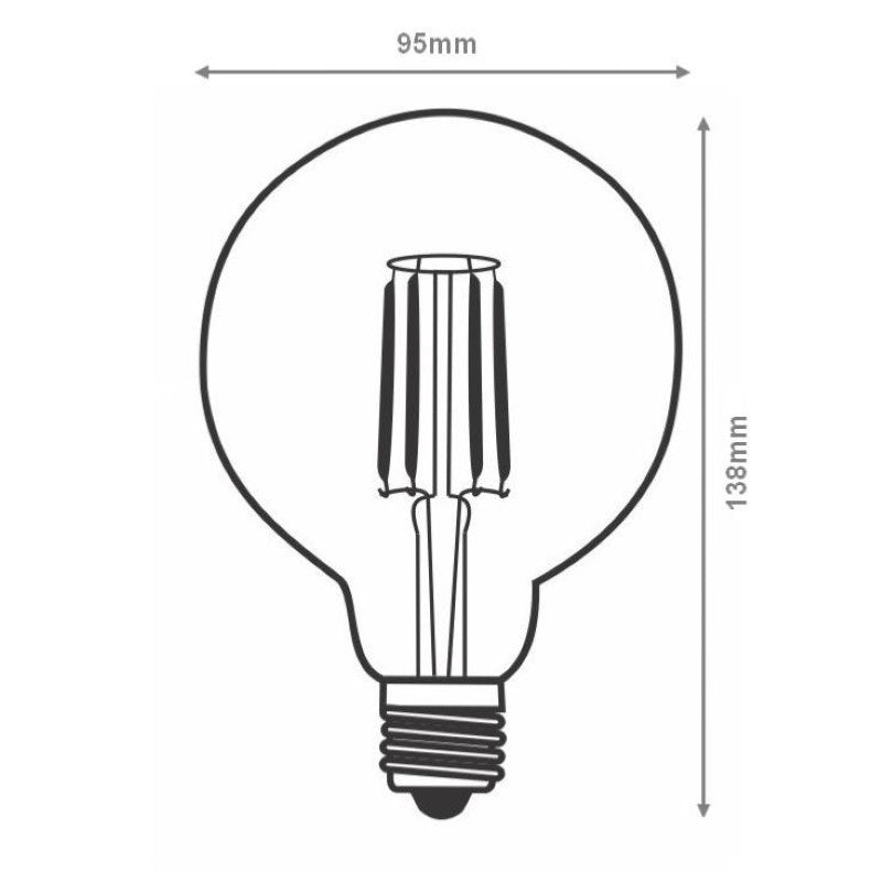 Ampoule LED E27 Filament Dimmable 8W G95 Globe - Silamp France