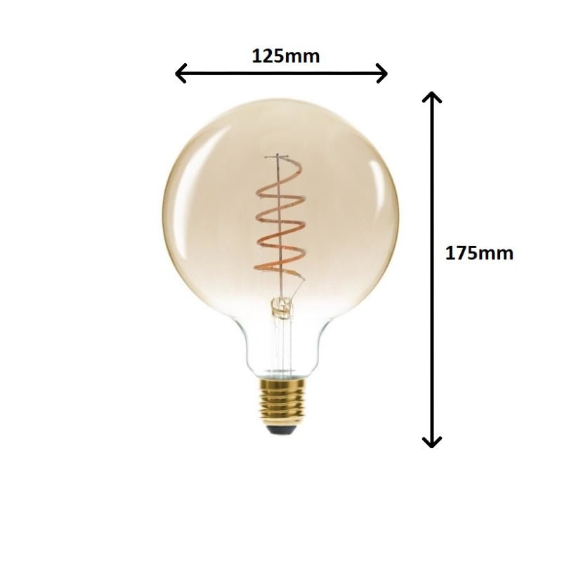 Ampoule LED E27 Filament Torsadé 4W Globe Ambré - Silamp France