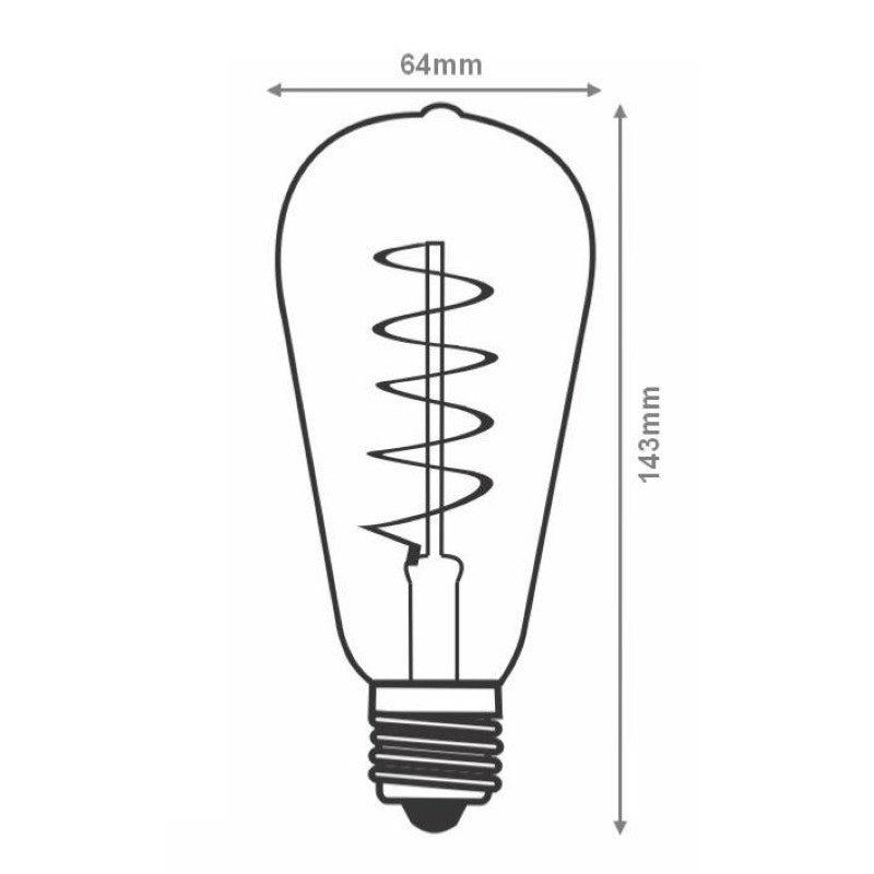 Ampoule LED E27 Filament Torsadé Dimmable 6W ST64 Edison - Silamp France