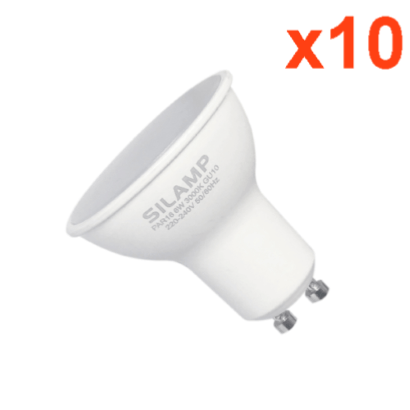 Ampoule LED GU10 6W 220V SMD2835 PAR16 10LED 100° (Pack de 10) - Silamp France