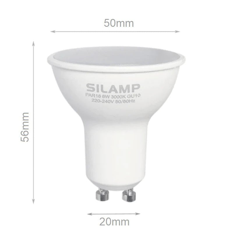 Ampoule LED GU10 6W 220V SMD2835 PAR16 10LED 100° (Pack de 10) - Silamp France
