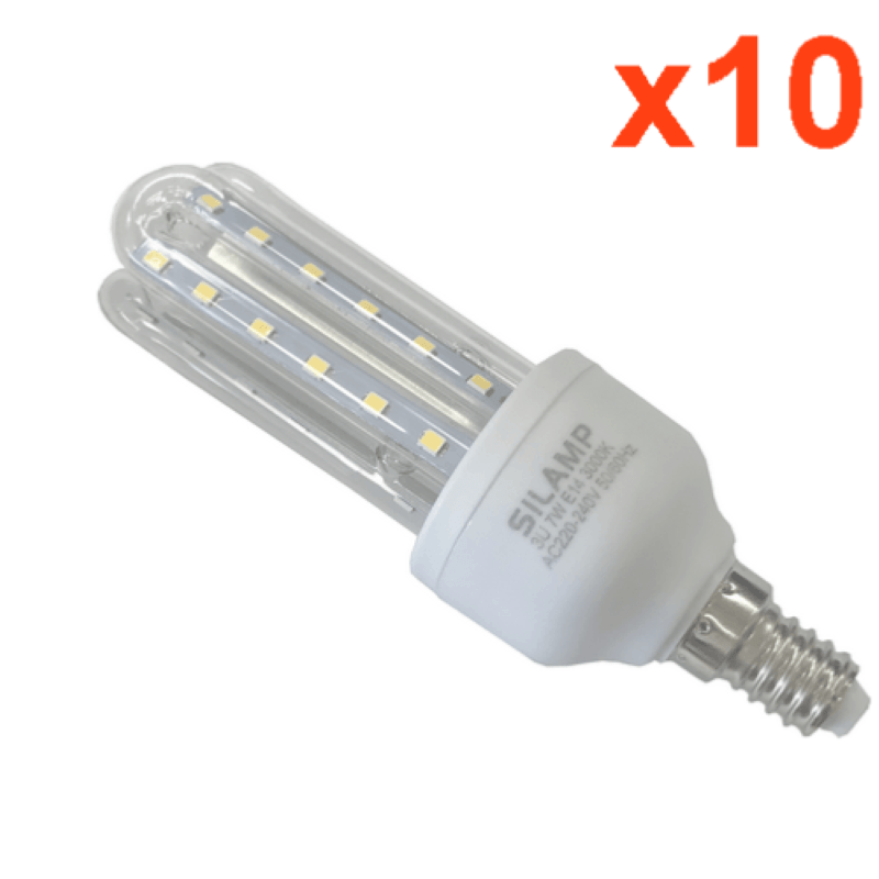 Ampoules LED E14 Lynx 7W 220V 360° CFL - Pack de 10 - Silamp France