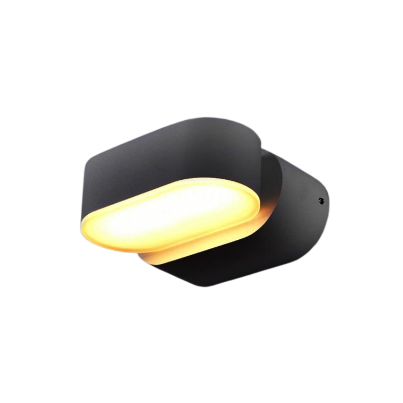Applique Murale Noire LED 6W IP54 Orientable Ovale