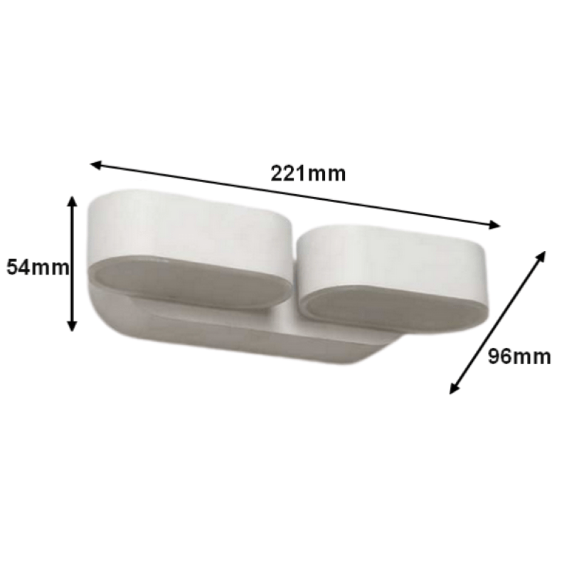 Applique Murale Double Blanche LED 12W IP54 Orientable Ovale - Silamp France