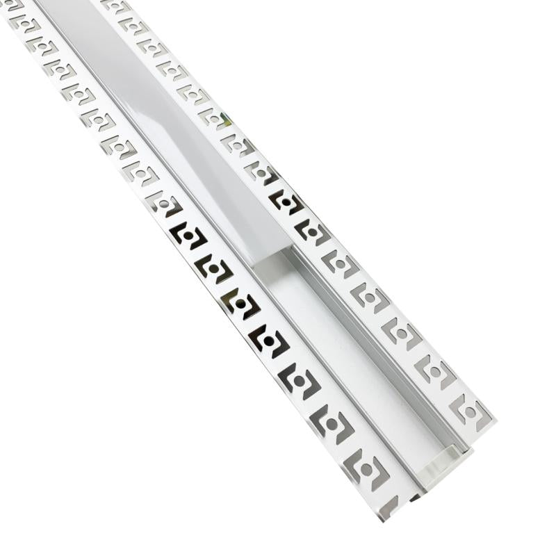Profilé Aluminium encastré 1m pour Ruban LED Double Couvercle Blanc Opaque