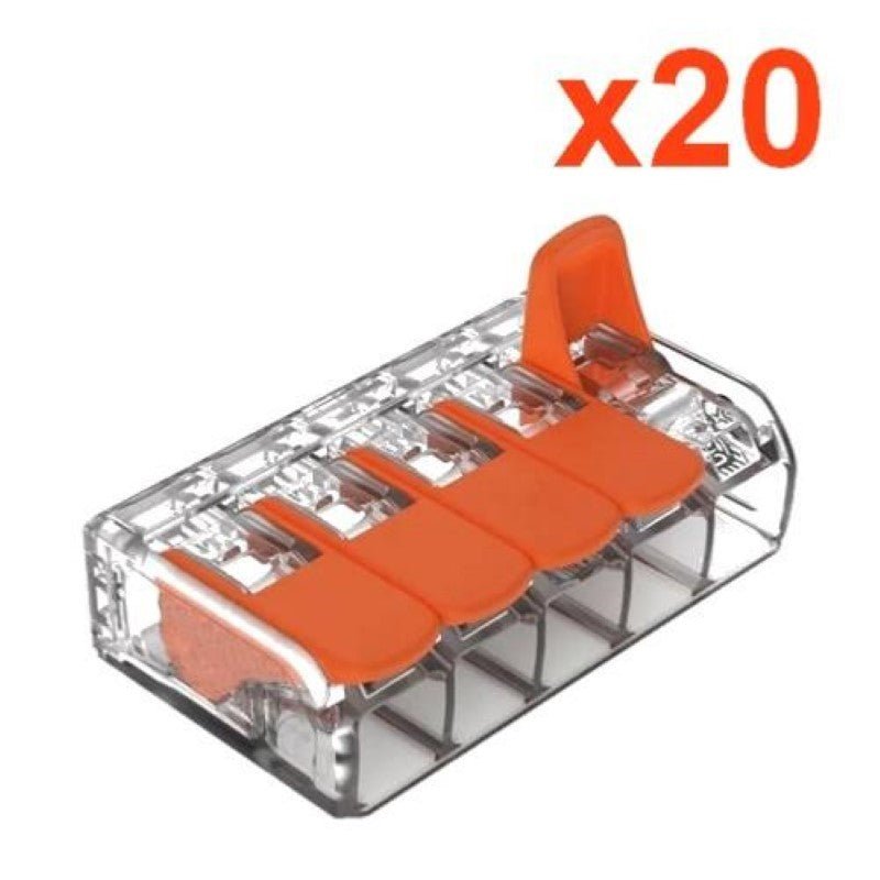 Borne Wago à levier 5 entrées (Pack de 20) - Silamp France