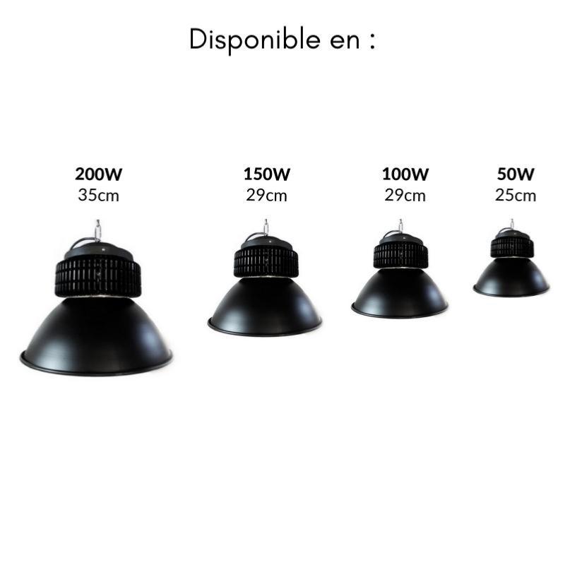 Cloche LED Industrielle 200W 120° NOIR - Silamp France