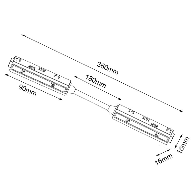 Connecteur Souple pour Rail Magnétique 48V NOIR