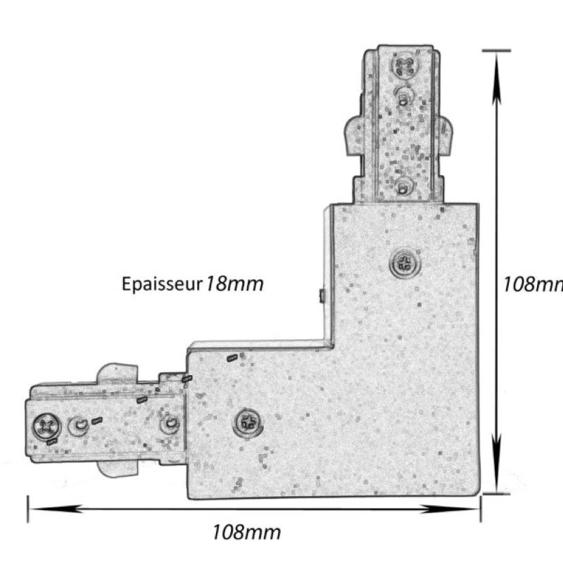 Connecteur LED pour Rail Monophasé Angle 90° BLANC - Silamp France