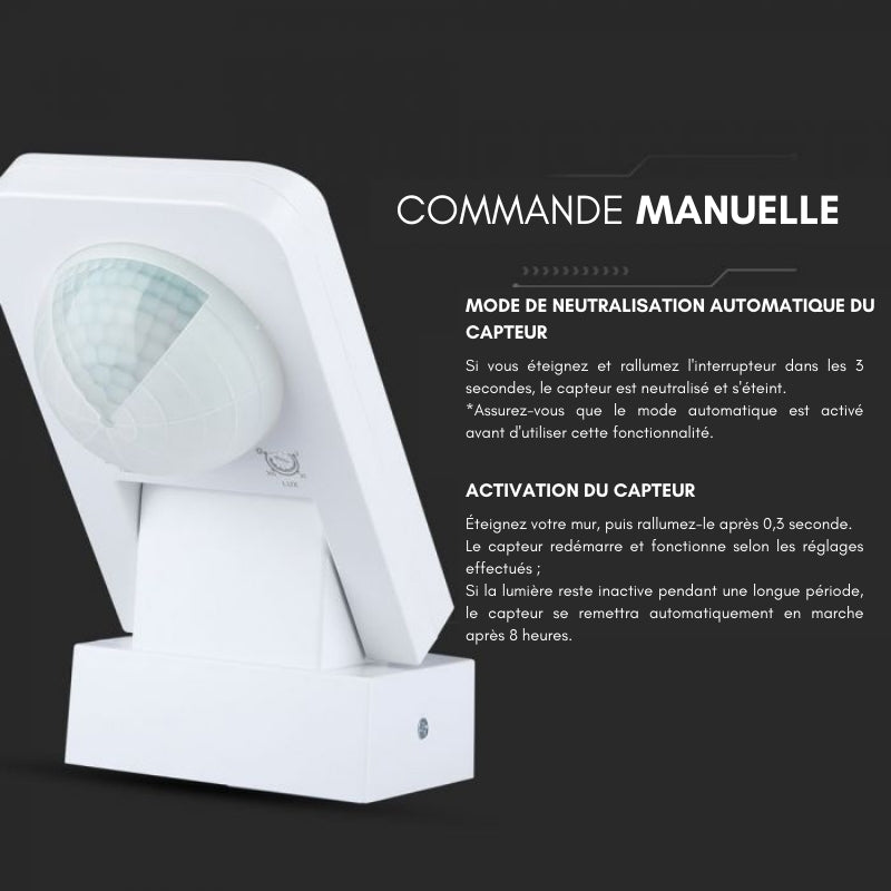 Détecteur de Mouvement Infrarouge Orientable IP65 Blanc - Silamp France