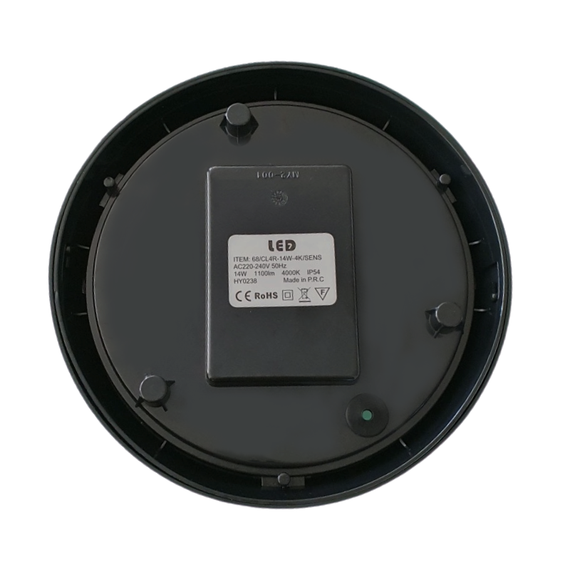 Applique Murale LED Noire 14W Ronde avec Détecteur de Mouvement IP54