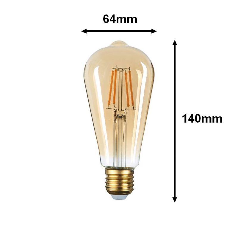 Ampoule LED E27 Filament Dimmable 8W ST64