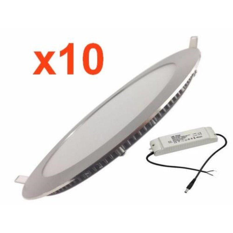 Downlight Dalle LED Extra Plate Ronde ALU 18W (Pack de 10) - Silamp France