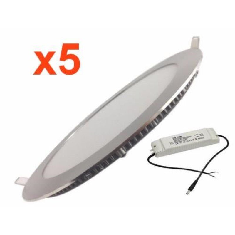 Downlight Dalle LED Extra Plate Ronde ALU 18W (Pack de 5) - Silamp France