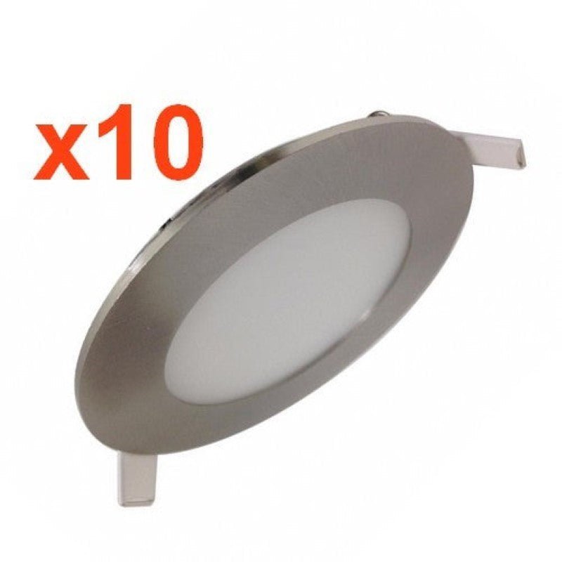 Downlight Dalle LED Extra Plate Ronde ALU 6W (Pack de 10) - Silamp France