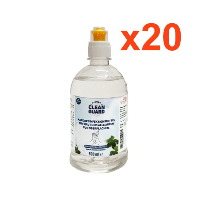 Solution hydroalcoolique 500ml pour les mains et les surfaces (Pack de 20)