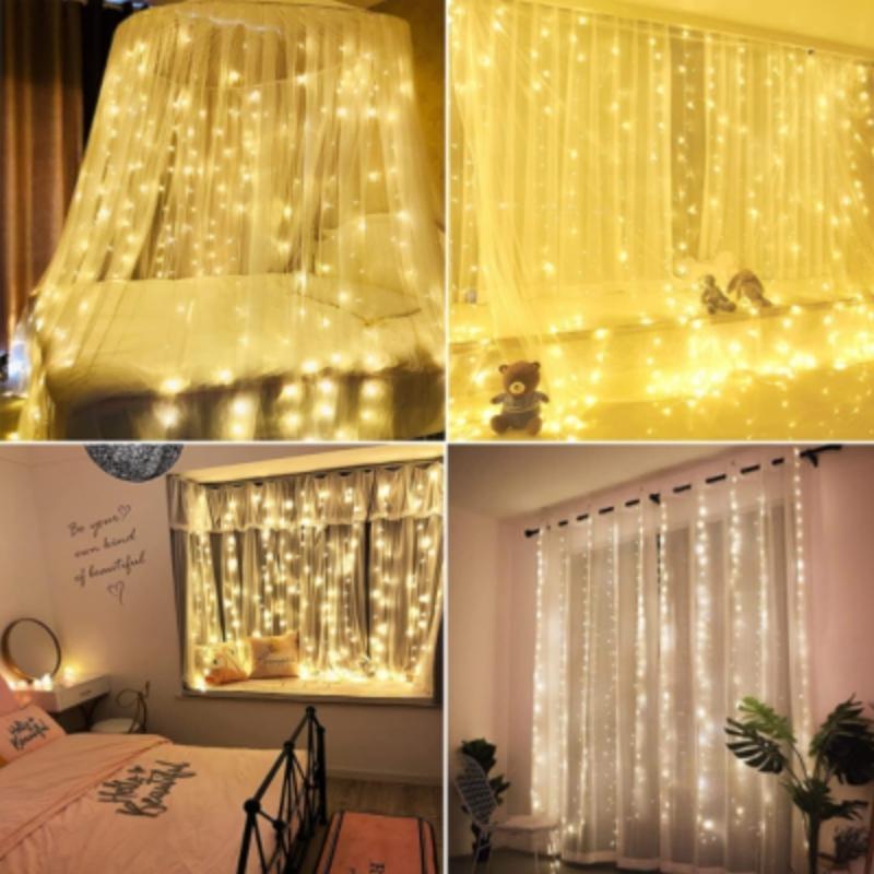 Guirlande lumineuse rideaux intérieur et extérieur 240 LED blanc