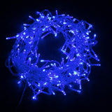 Guirlande Rideau 600LED IP44 10M avec timer, Câble transparent - Bleu