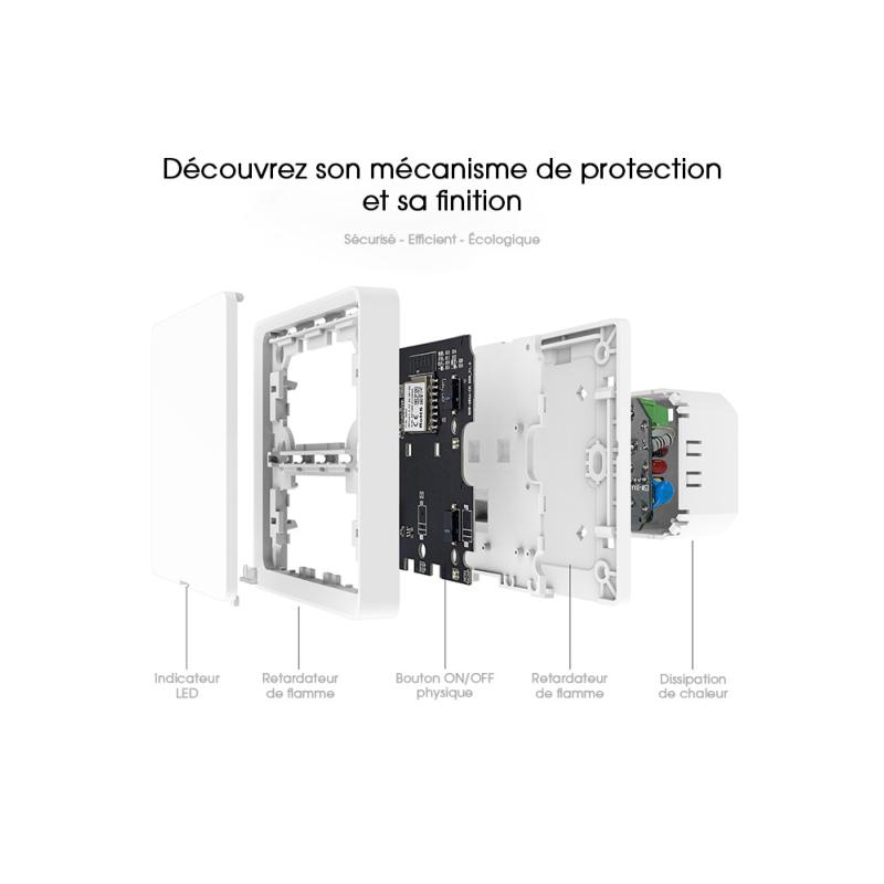 Interrupteur Connecté WiFi Simple Poussoir Blanc