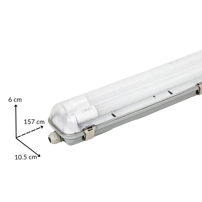 Kit de Réglette LED IP65 + 2 Tube Néon LED 150cm T8 22W (Pack de 6) - Silamp France
