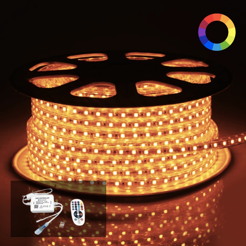Kit Ruban LED 220V RGB 50M (inclus contrôleur + alimentation) - Silamp France