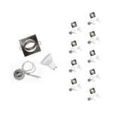 Kit Spot LED GU10 encastrable avec Ampoule LED 6W (Pack de 10)