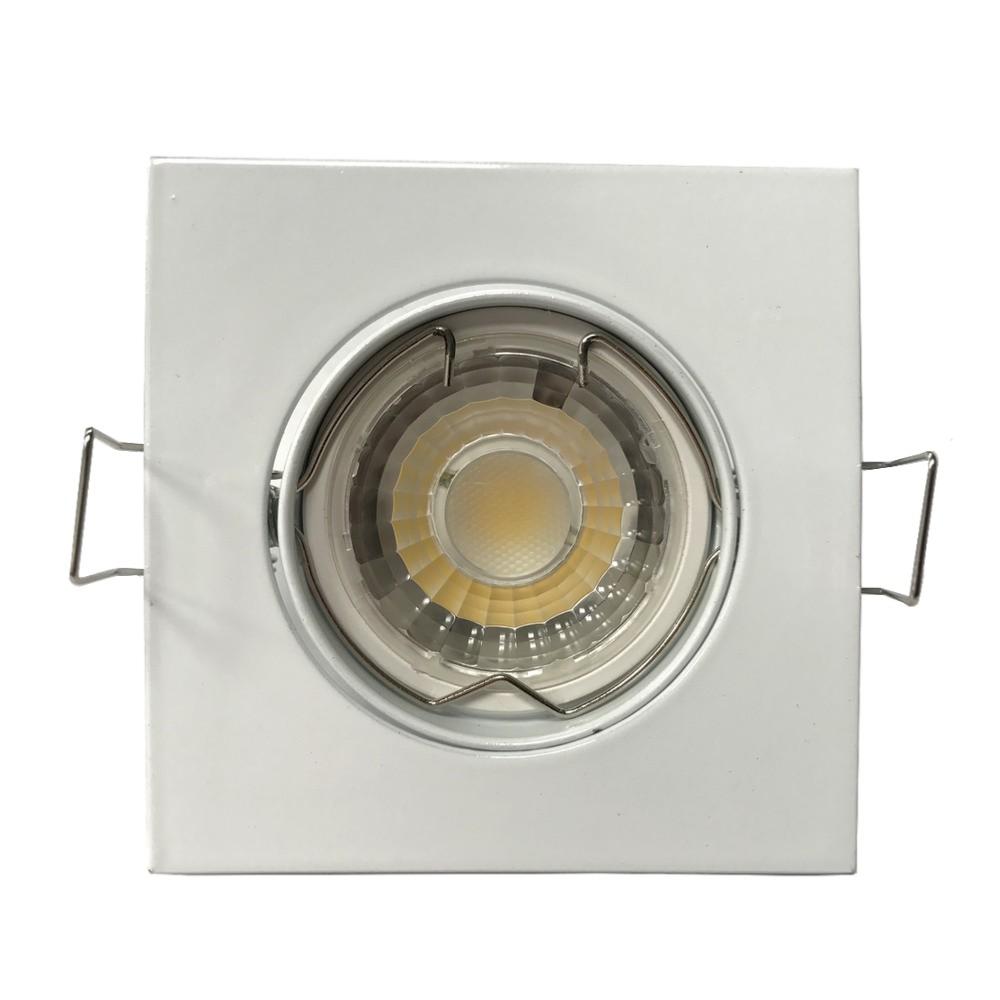Kit Spot LED GU10 Orientable Carré Blanc avec Ampoule LED 8W (Pack de 10) - Silamp France