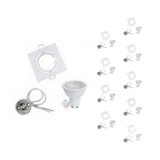Kit Spot LED GU10 Orientable Carré Blanc avec Ampoule LED 8W (Pack de 10)