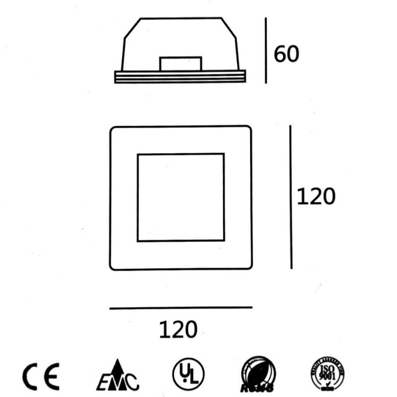 Kit Support Spot GU10 LED Carré Blanc 120x120mm avec Ampoule LED 6W (Pack de 10) - Silamp France