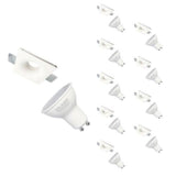 Kit Support Spot GU10 LED Carré Blanc Ø120mm avec Ampoule LED 6W (Pack de 10)